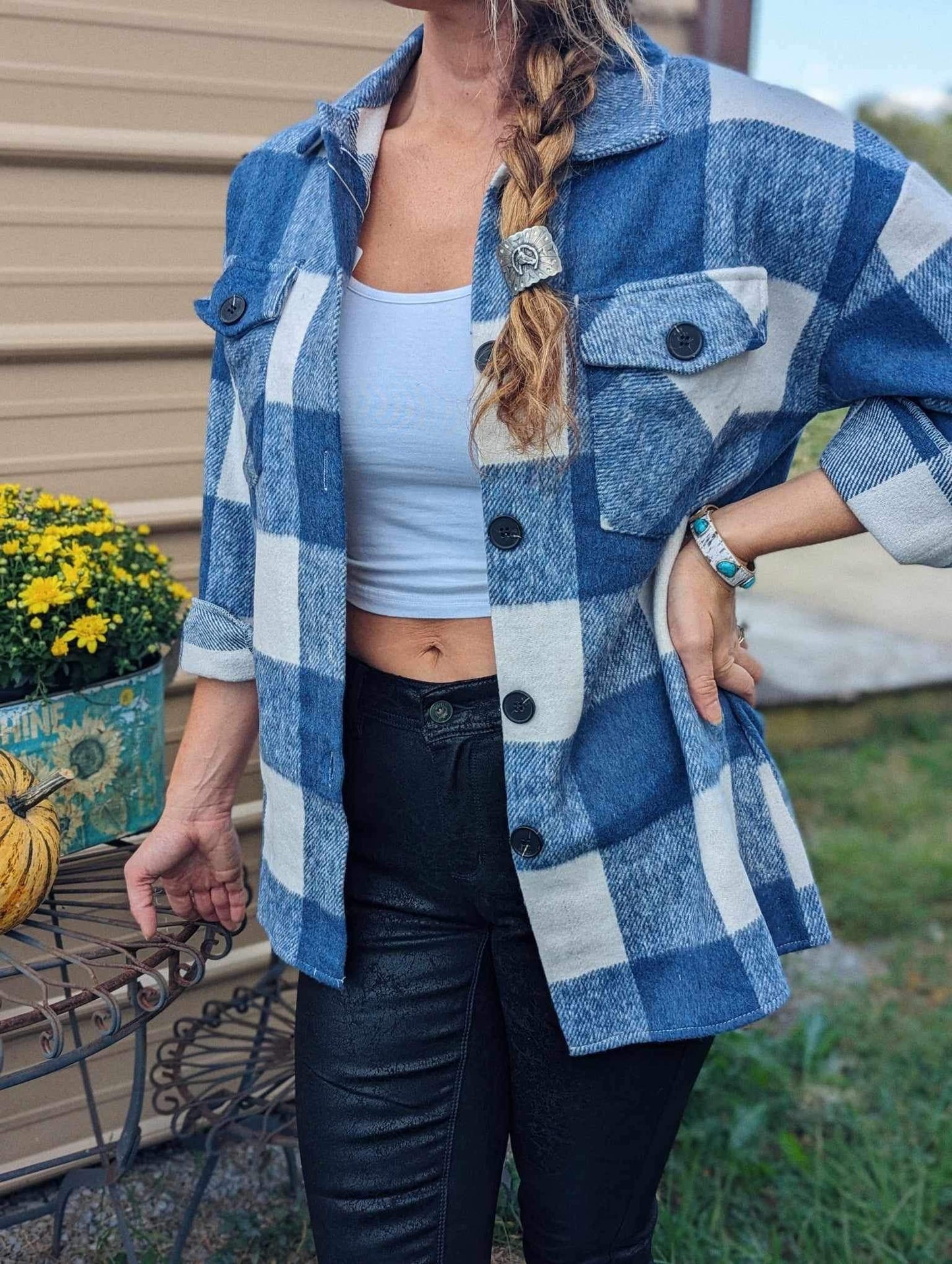 Blues 🎵💙🩵 Plaid Shacket