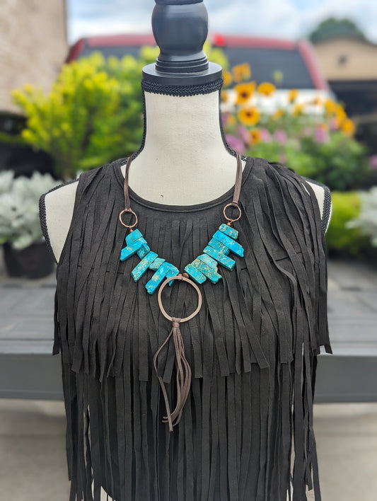 Jasper Stone Fringe Necklace