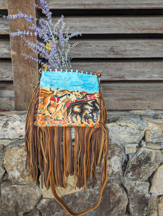 Western Scene Fringe Purse