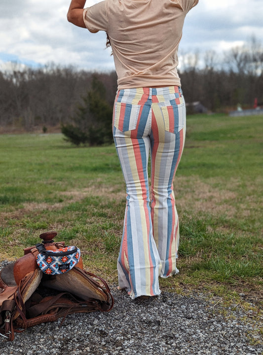 Dakota Striped Bellbottom Jeans