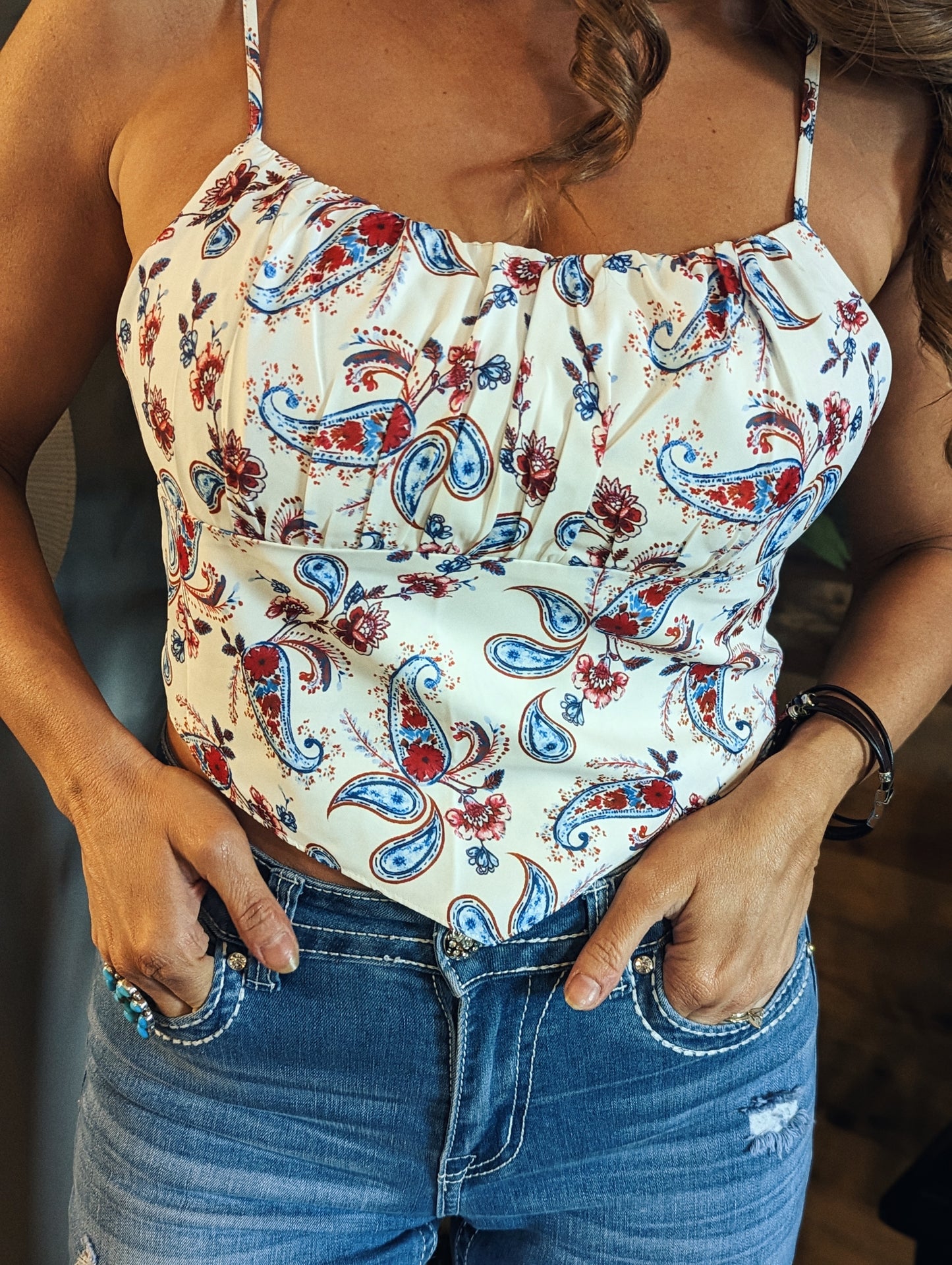 Paisley Blue Bandana Top