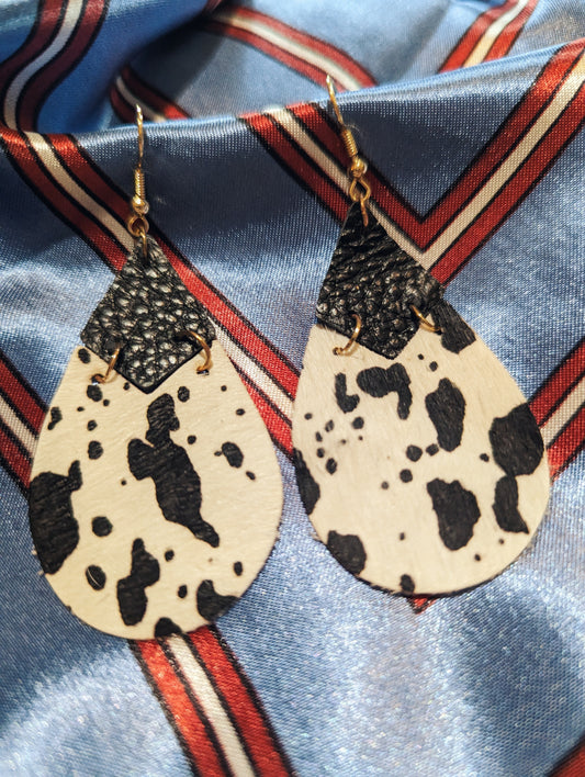 Cow Print Faux Leather Earrings